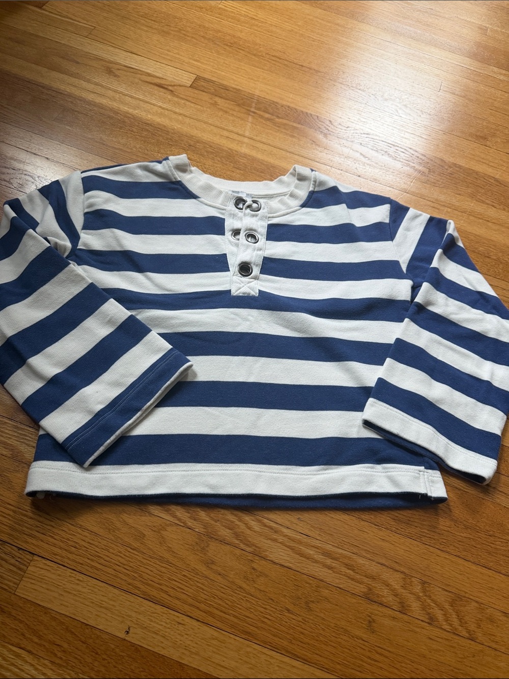Evereve Navy and White Striped Sweatshirt
